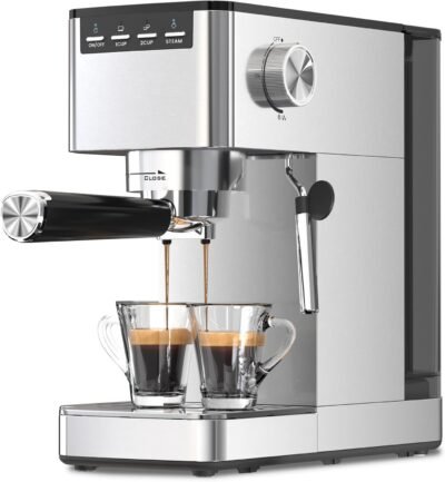 Kismile Espresso Machine 20 Bar, with Milk Frother Steam Wand CM8032