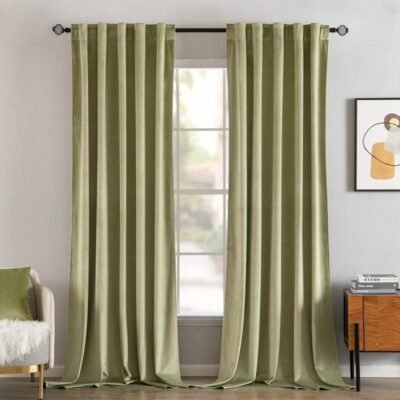 Mira Custom Velvet Curtains Luxury Blackout Curtains  (2 Panels) - Sage