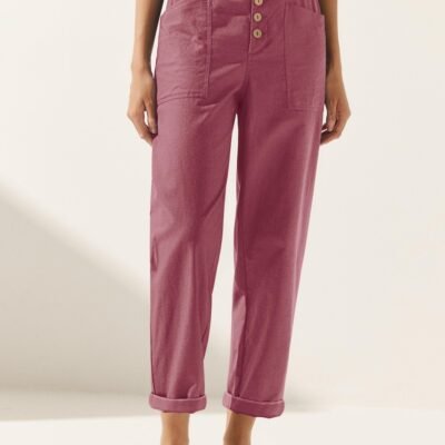 Linen Simple Button Fly Trousers HEIDI