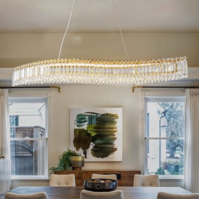 Lohan 31.5 Modern Luxury Geometric LED Crystal Kitchen Island Chandelier